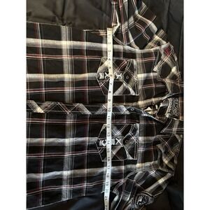 Affliction Black Premium Men's Plaid Button-Up Shirt Large Embroidered